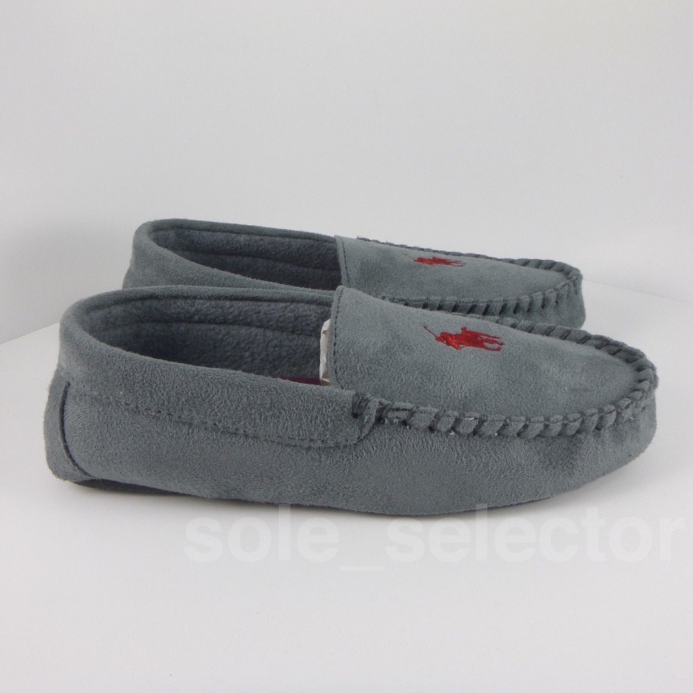 NWT Polo Ralph Lauren Moccasin Slippers Grey - Picture 5 of 7